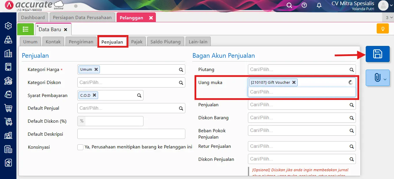 mencatat penjualan gift voucher